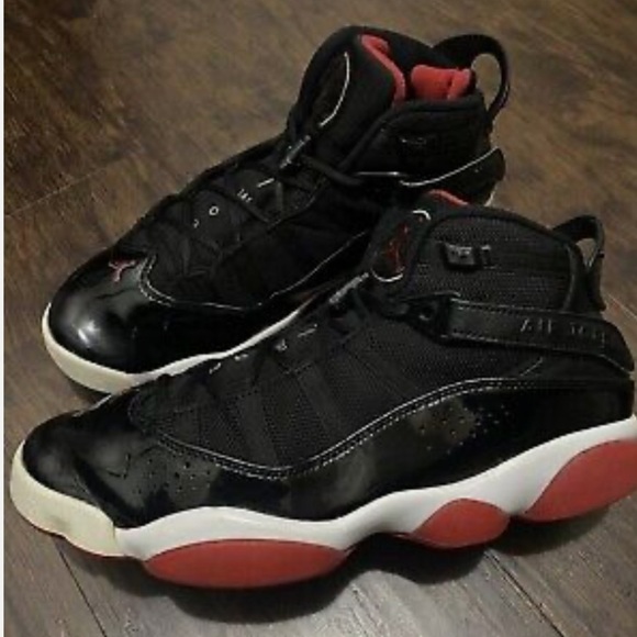 Nike Air Jordan 6 Rings 'Bred' Black Red Mens Sz 8.5 Shoes 322992 062 - Picture 3 of 12